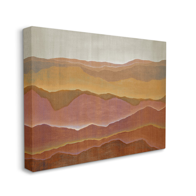 " Warm Glowing Mountain Range Overlay Desert Landscape " by Liz Jardine Painting Print, Wrapped Canvas