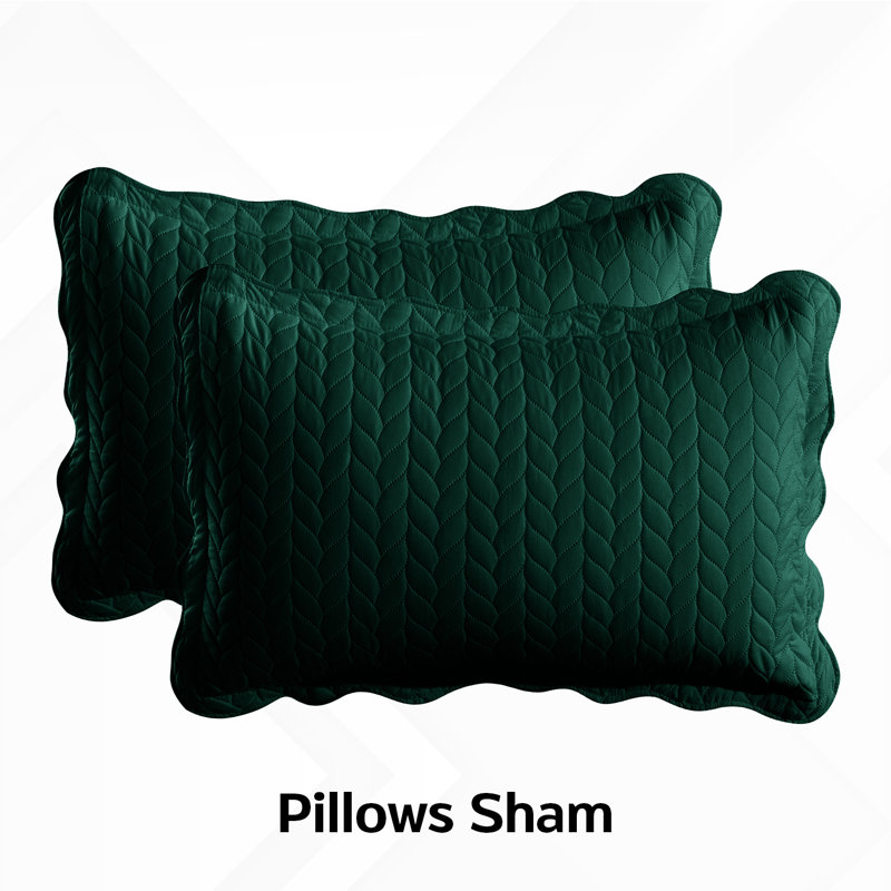Premium Embossed Bedspread Set With Matching Pillowcases, Full/Queen Bedspread + 2 Standard Pillowcases, Emerald