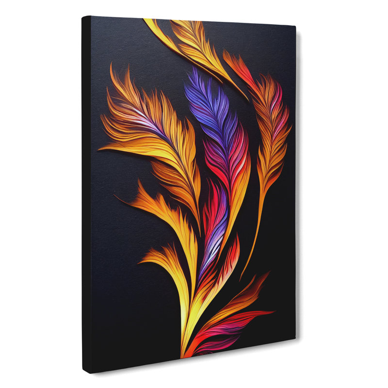 Flaming Feathers - Wrapped Canvas Print, 50cm H x 35cm W x 3cm D