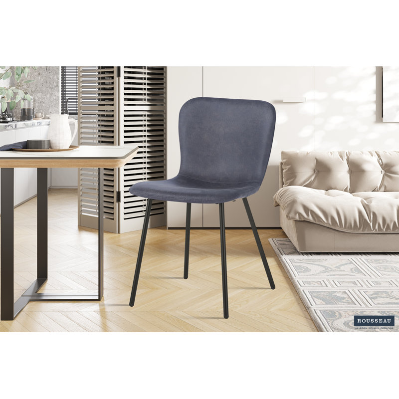 Susan Polyester Blend Upholstered Metal Side Chair, Grey