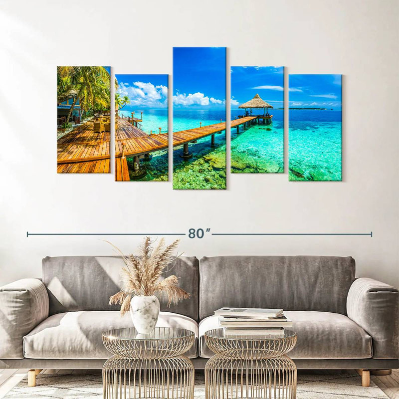 Maldives Beach Resort, reproduction d'art sur toile, H 66 po x l 33 po x P 1,25 po