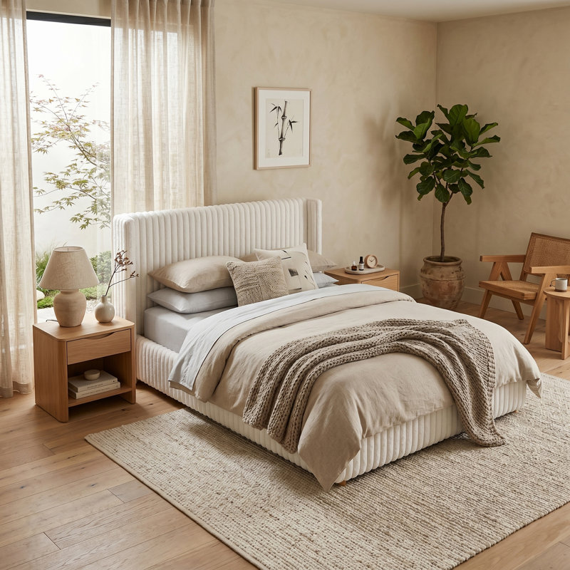 Modern Upholstered Platform Bed With Gas Lift Storage, Queen
