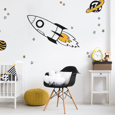 Rocket and Stars Wall Stickers
