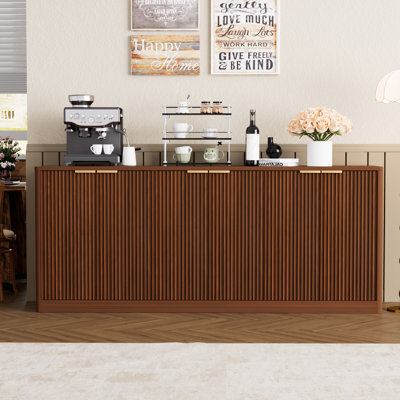 Buffet 67 po à 6 portes avec rangement pour cuisine, salon, noyer
