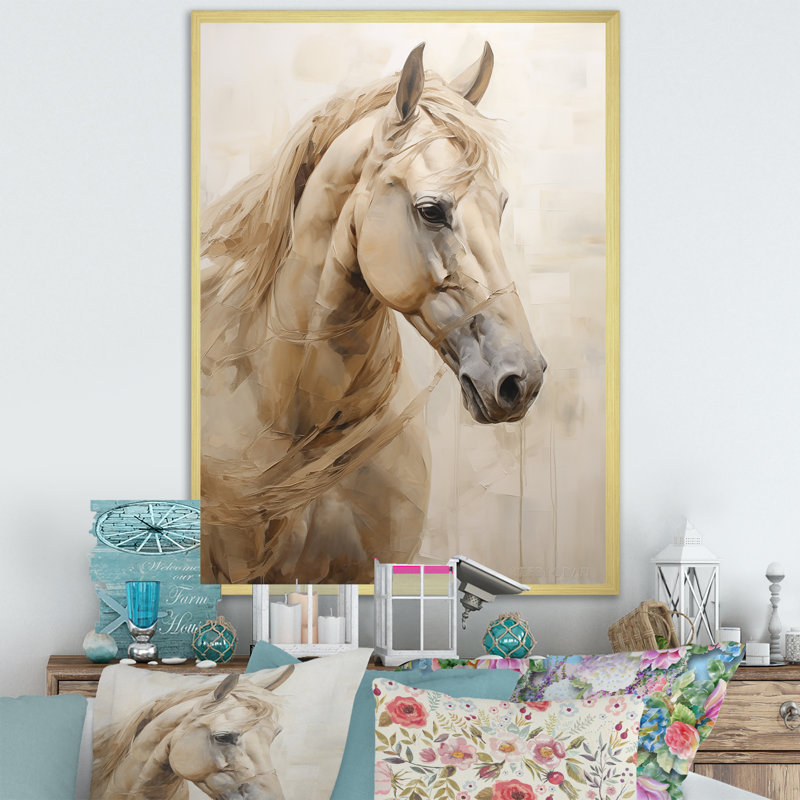 Portrait de cheval sophistiqué IV, H 44 po x l 34 po x P 1,5 po, Encadrement doré