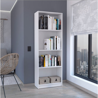 Bibliothèque Home avec présentoir moderne à 4 tablettes pour livres et décoration