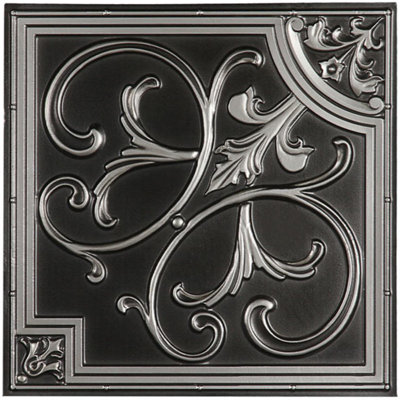 Madrid 23.75 in. L x 23.75 in. W Metallic and Textured Vinyl Drop-In Ceiling Tile and Glue Up Ceiling Tile Ceiling Tile In