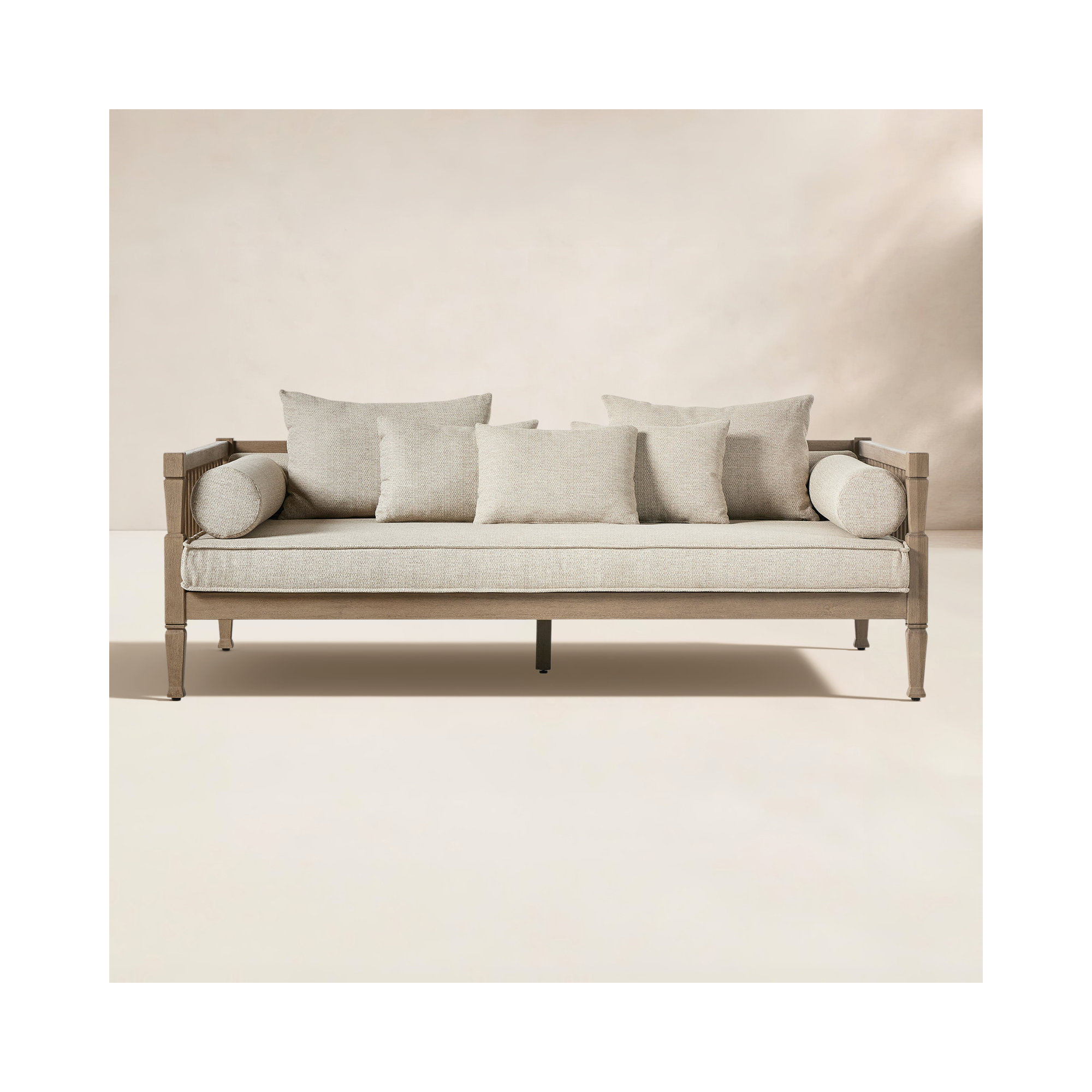 86'' Wide Teak Patio Sofa with Cushions