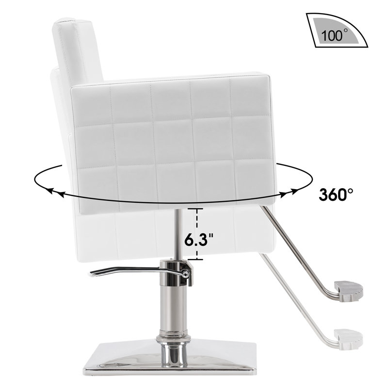 Fauteuil de barbier hydraulique en similicuir Spring Street, Blanc