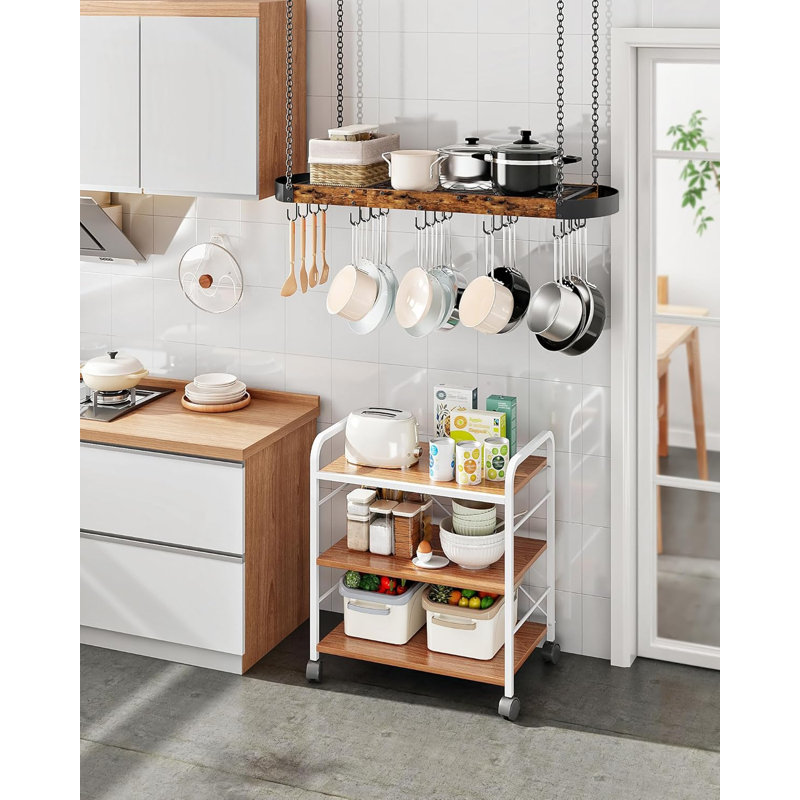 39.4-Inch Hanging Pot Rack, Space-Saving Pot Hanger, Rustic Brown And Black