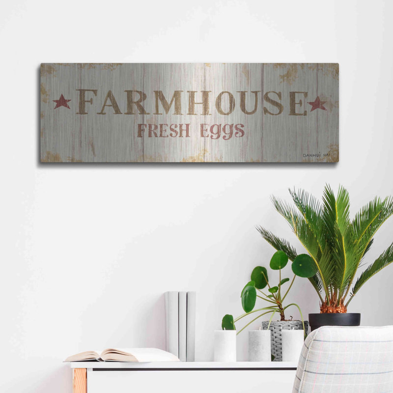 «Gracie Oaks« Farm Patchwork xvi »par Danhui Nai, art mural en métal, H 12 po x l 36 po