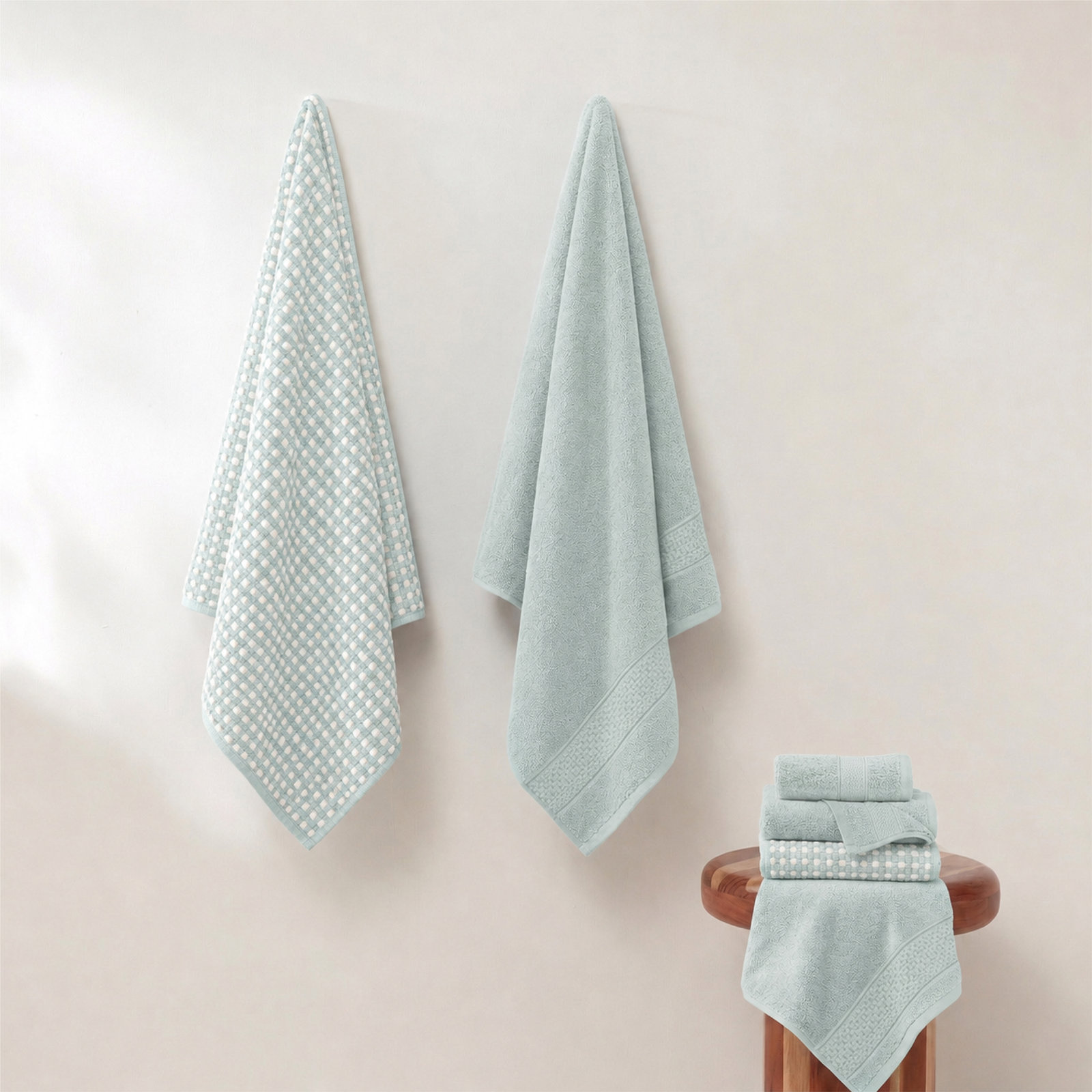 Drucilla 6-Piece Jacquard Cotton Towel Set, Misty Blue