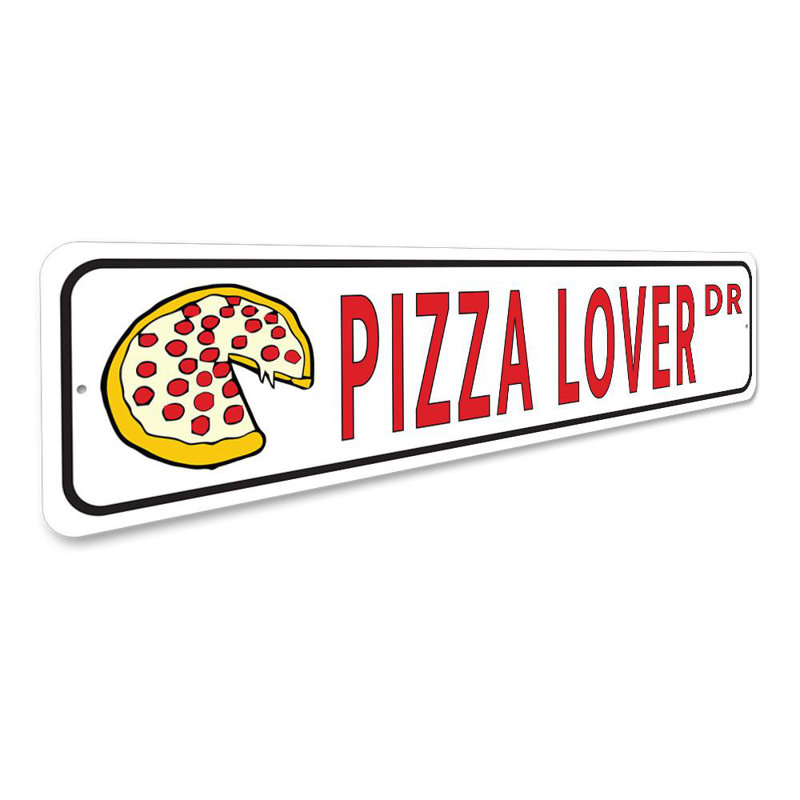Plaque en aluminium Pizza Street, H 4 po x l 18 po x P 0,04 po