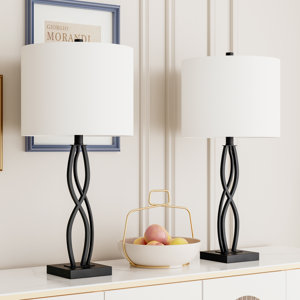 26" Modern Black Metal Table Lamp For Living Room/bedroom