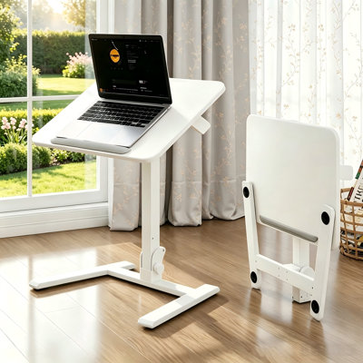 Foldable Laptop Table with Stoppers - 90° Tiltable Rolling