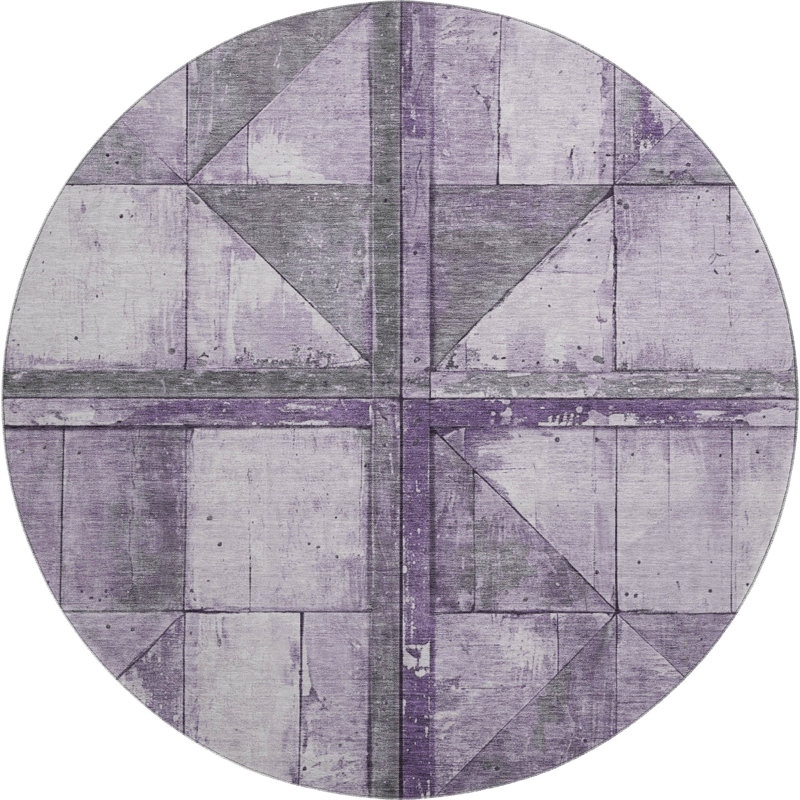 Premium Machine Washable Crestover AMF1876 Geometric Rug, Round 8'