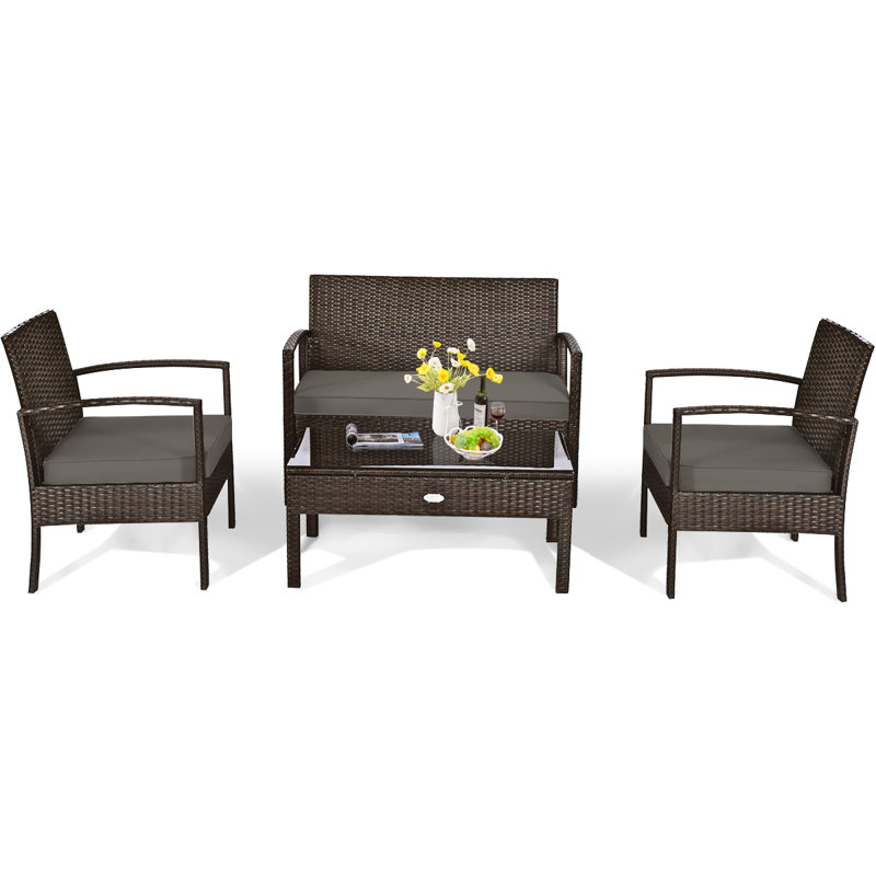 Ariadne 4 - Person Patio Conversation Set with Cushions