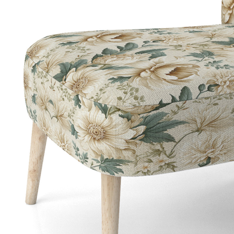 Chaise d'appoint rembourrée en velours antique beige antique