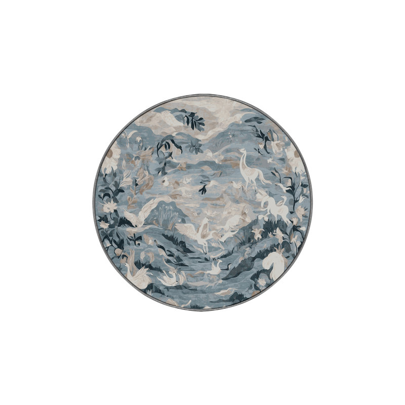 Tapis gris lavable à la machine, Rond 6 pi