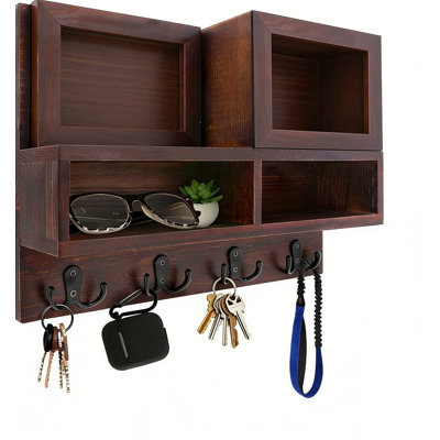 Étagère de rangement murale pour clé et courrier avec 2 armoires de rangement
