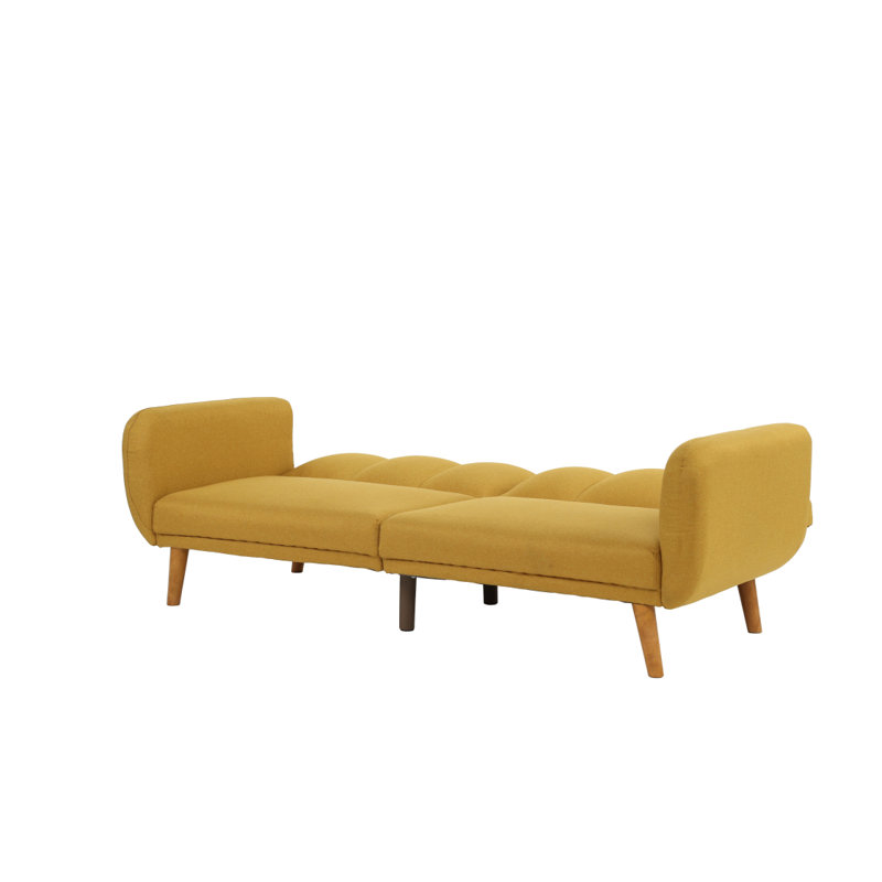 Babrow Full / Double 81.14'' Upholstered Convertible Sofa, Mustard Polyester Blend