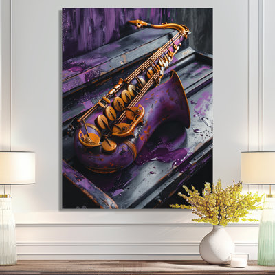 'Purple Gold Music Instument Saxophone I - Music Wall Decor