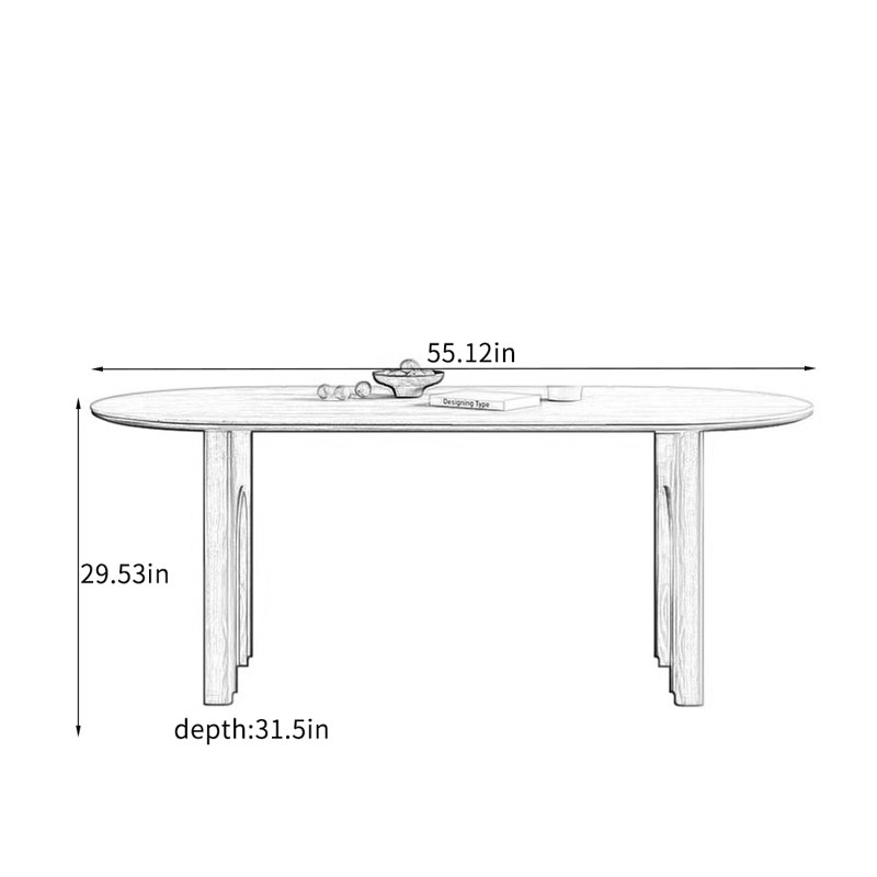 Eveleigh Dining Table, 29.53"H x 55.12"L x 31.5"W