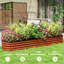 Jardinière en métal, boîte à fleurs en métal avec bordure de sécurité, ensemble de jardin surélevé galvanisé-2060294358