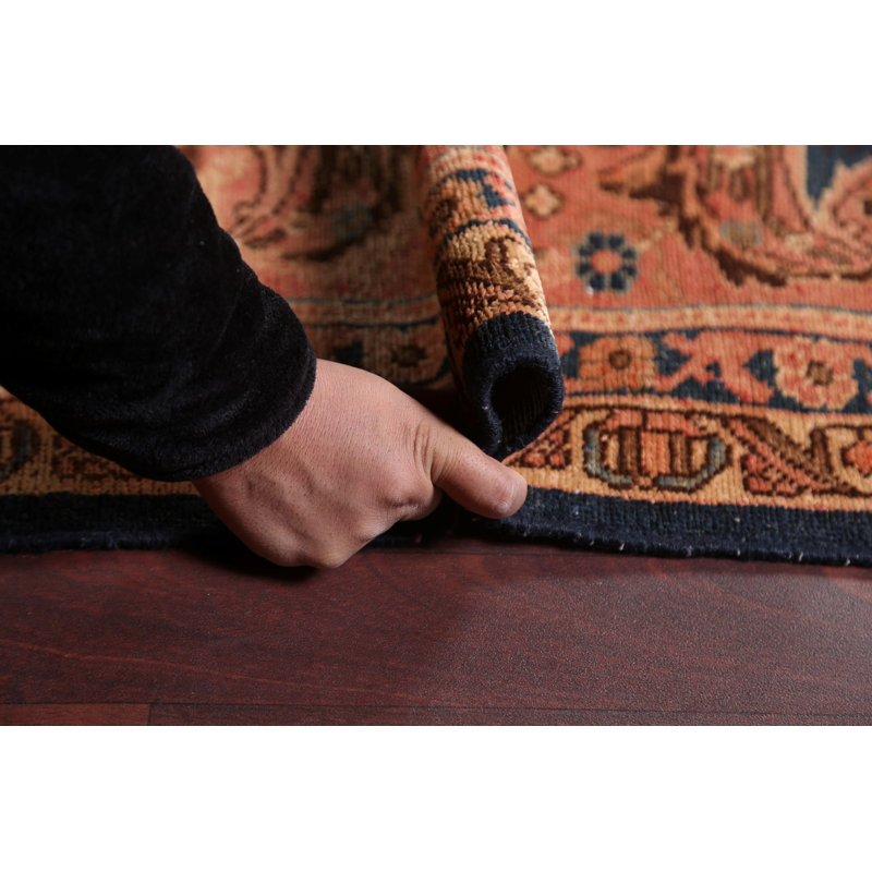 Tapis perse pré-1900 à motif de teinture végétale noué à la main 10 x 17