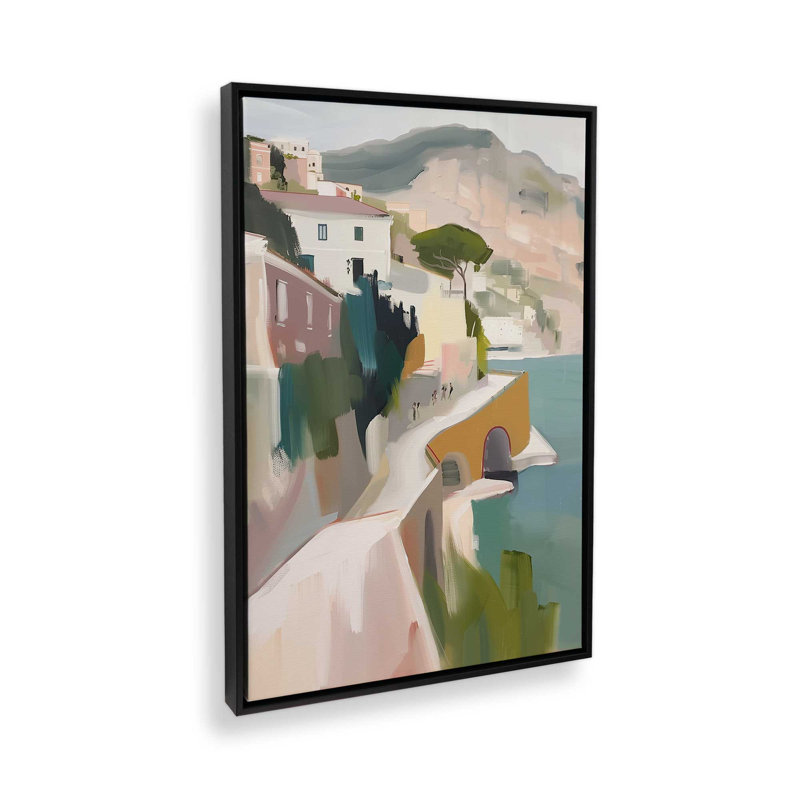 Cliffside Coastal Path I, Toile avec cadre, H 37 po x l 25 po, Noir satiné