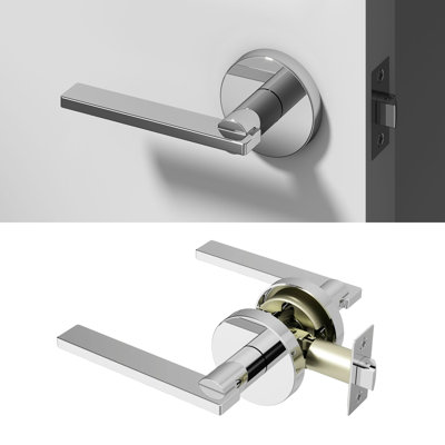Levier de porte de passage Valli de style moderne dissimulé pour (couloir et garde-robe) - Style minimaliste élégant en chrome