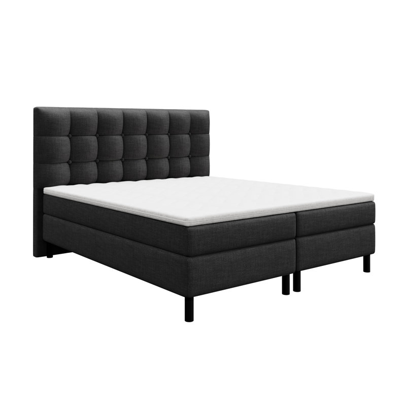 Boxspring Bed Persee with Topper, 180 x 220cm, Grey