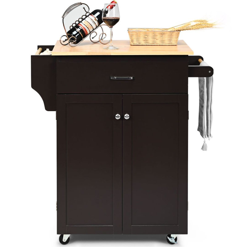 Bouzov 82 cm W Kitchen Island with, Black