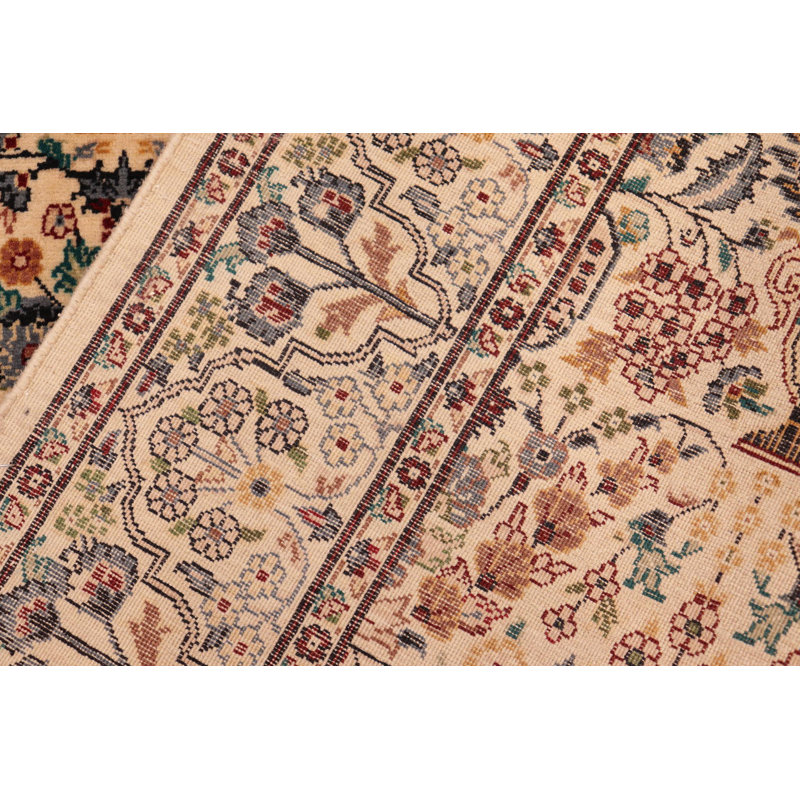 Tapis ivoire / brun en laine de style oriental fait à la main 6 pi 1 po x 9 pi 1 po Passabe