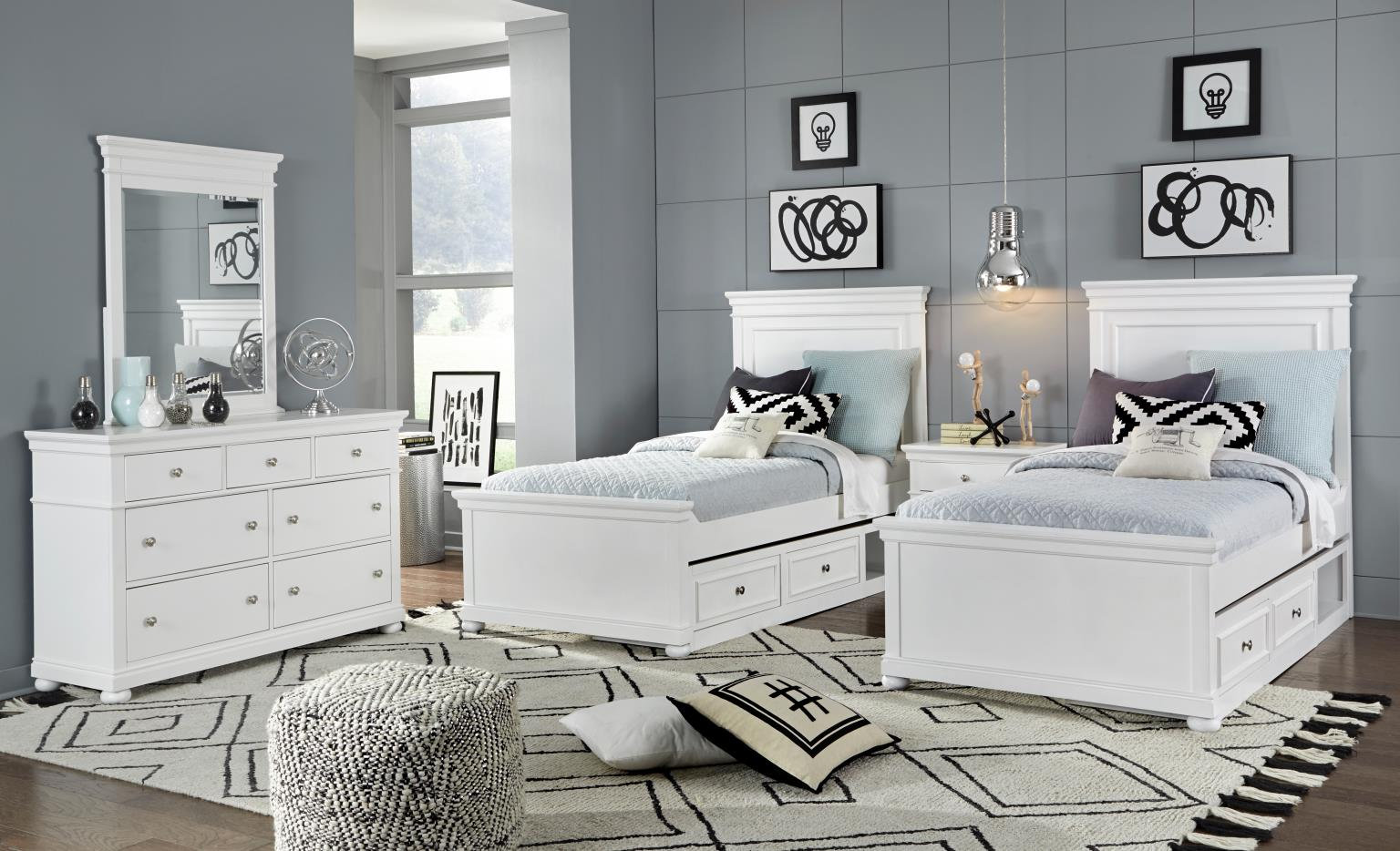 Jayden Complete Panel Bed, Full, White