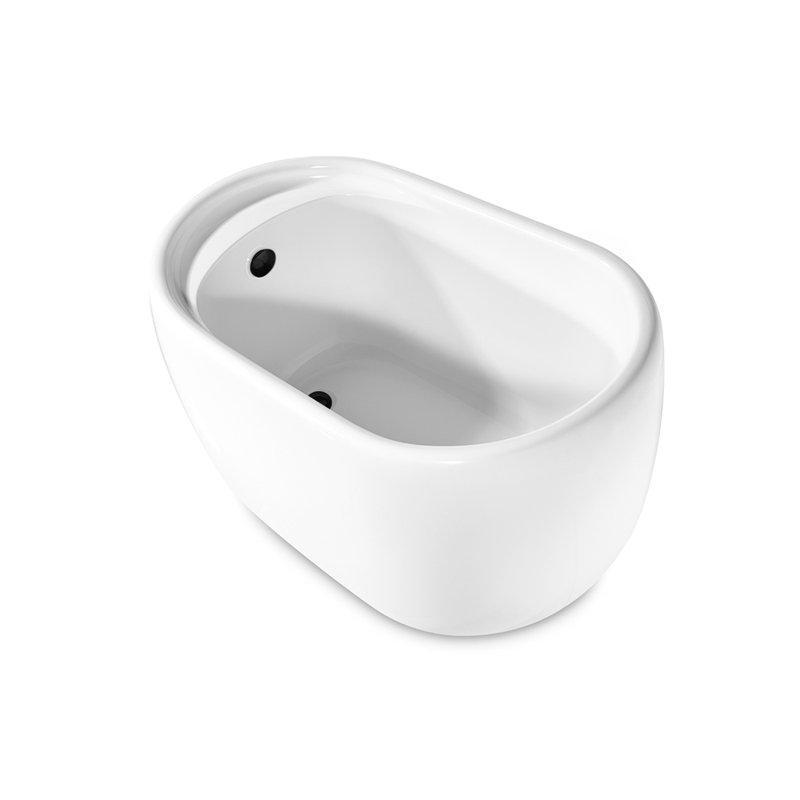 51" Streamline Freestanding Soaking Acrylic Bathtub With Drain and Bamboo Tray, Matte Black