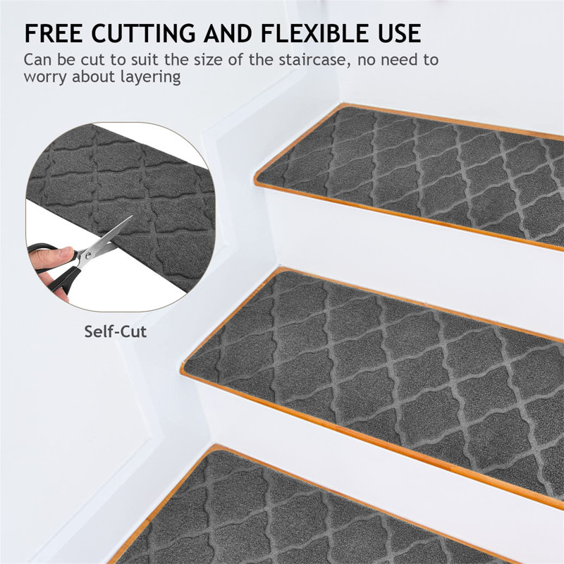 Non-Slip Stair Tread, Grey Geometric, 15 Pieces Included