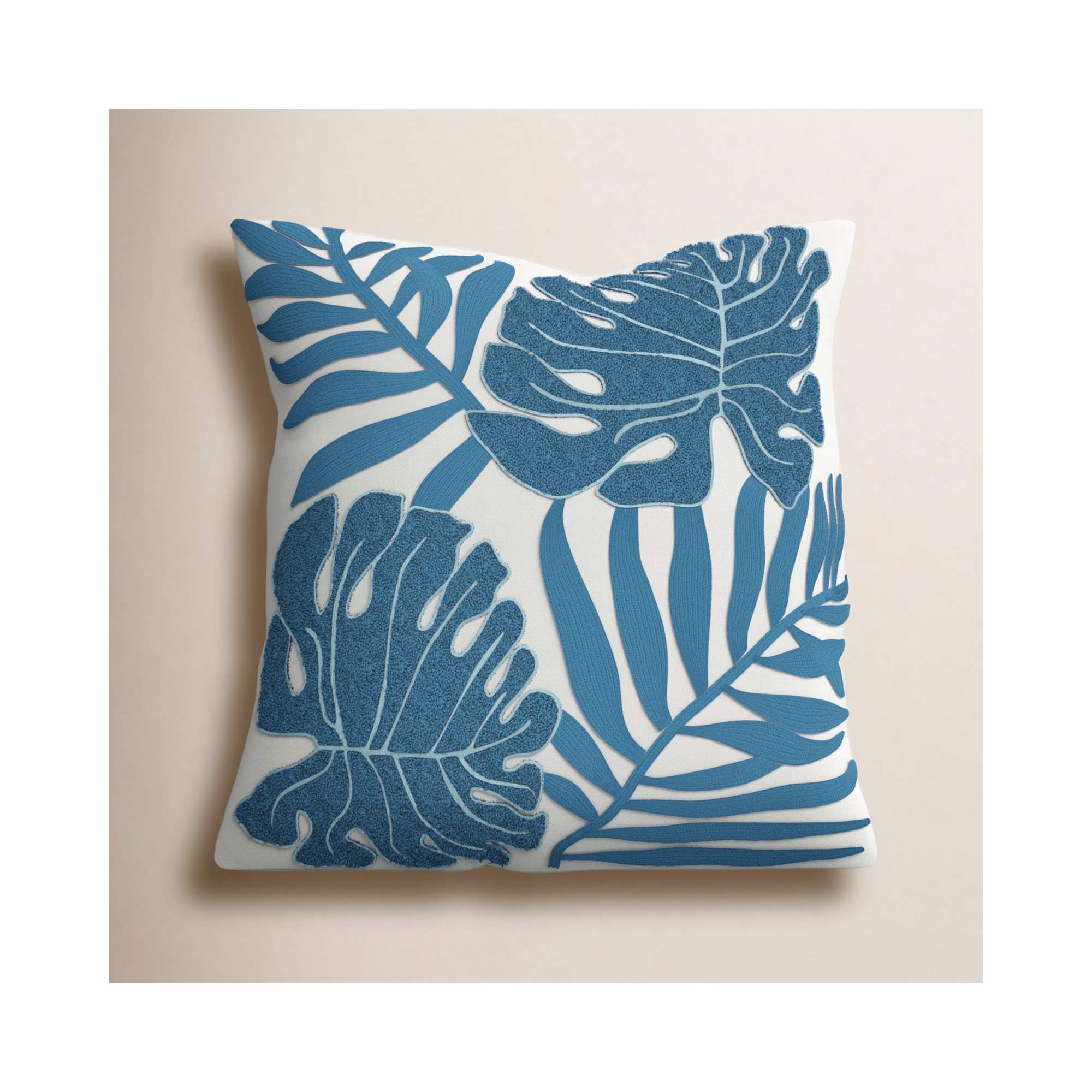 Elsa Appliqued Throw Pillow, Blue