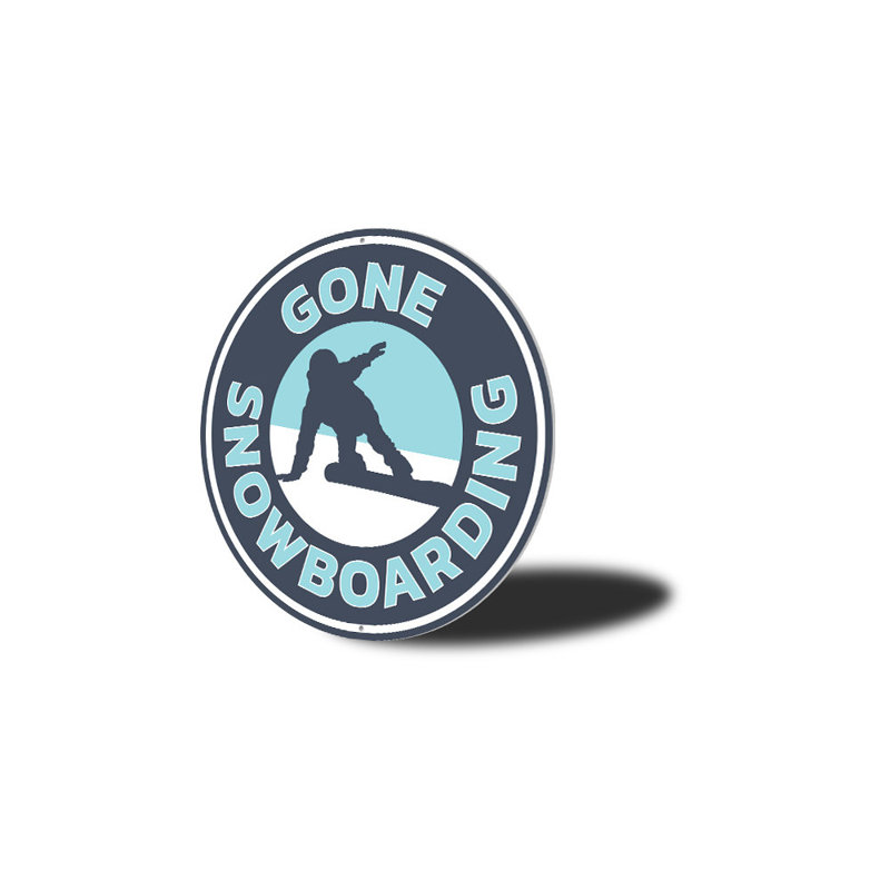 Panneau en aluminium Gone Snowboarding Circle, H 12 po x l 12 po x P 0,04 po