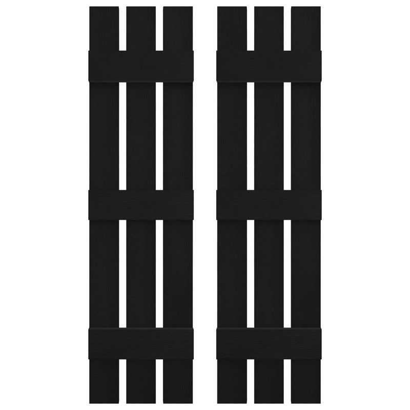 Builders Edge, paire de volets personnalisés à trois planches espacées, planche-n-lattes, Noir, 66 po