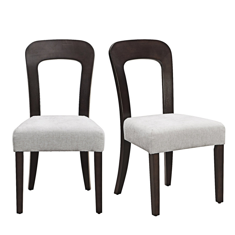 Ensemble de 2 chaises d'appoint en bois, Brun foncé / gris