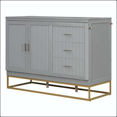 Murphy Queen Bed with Wooden Doors and Metal Legs