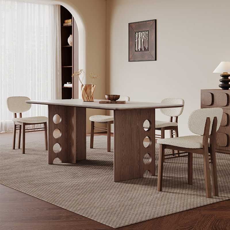 Retro minimalist rectangular dining table set, 29.5"H x 55.1"L x 31.5"W