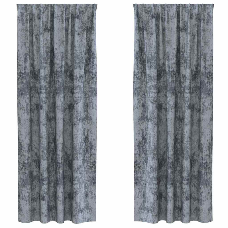Curtain With Curtains 2 Pcs Velvet, 140cm Width x 260cm Drop, Silver Grey