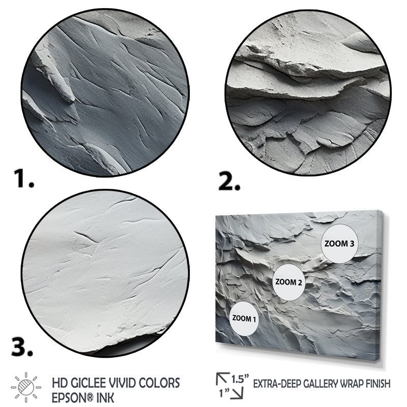«Gray and White Stone River IV», reproduction d'art murale abstraite, Cadre flottant noir, H 12 po x l 20 po x P 1 po