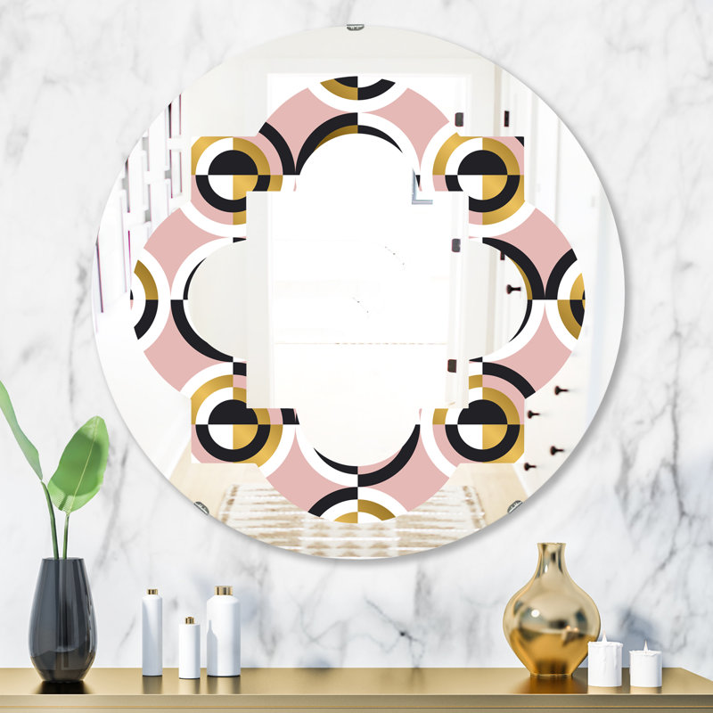 Miroir mural Quatrefoil Glam, H 31,5 po x l 31,5 po, Circulaire géométrique quadrilobe I
