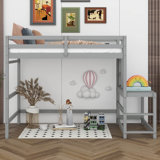 Lit simple en bois robuste avec plateforme pour atterrissage échelle