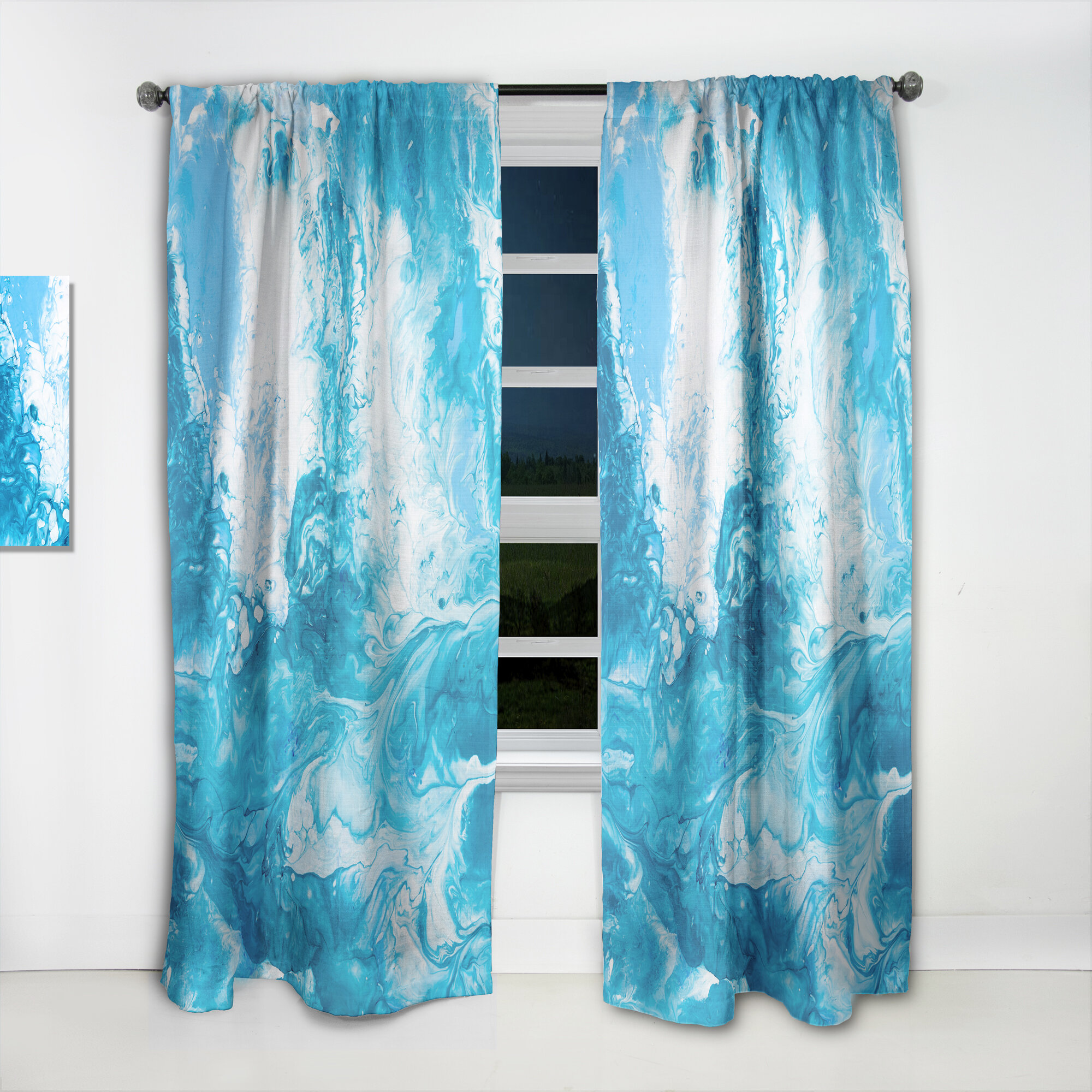 Orren Ellis Dikili Abstract Semi-Sheer Thermal Rod Pocket Curtain Panel ...