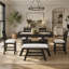 Ensemble de table de salle à manger 6 pièces à hauteur de comptoir en bois avec tablette de rangement, ensemble de table de cuisine avec banc et 4 chaises, style rustique, espresso + coussin beige-1670924191