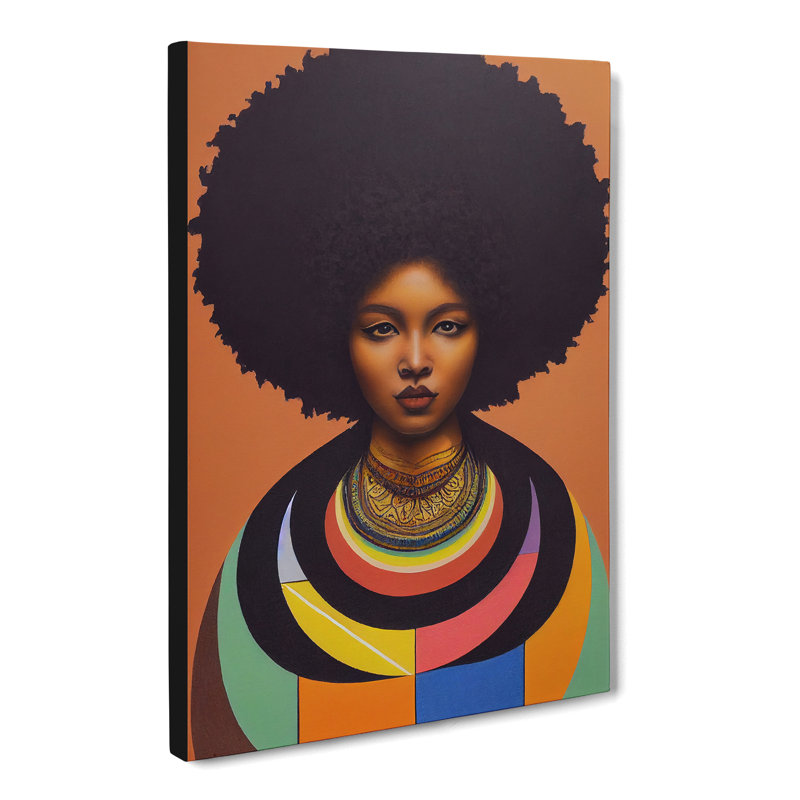 CAN-V0523-2937X Woman With Afro Mandala 1 Piece Wrapped Canvas Wall Art, 76cm H x 50cm W